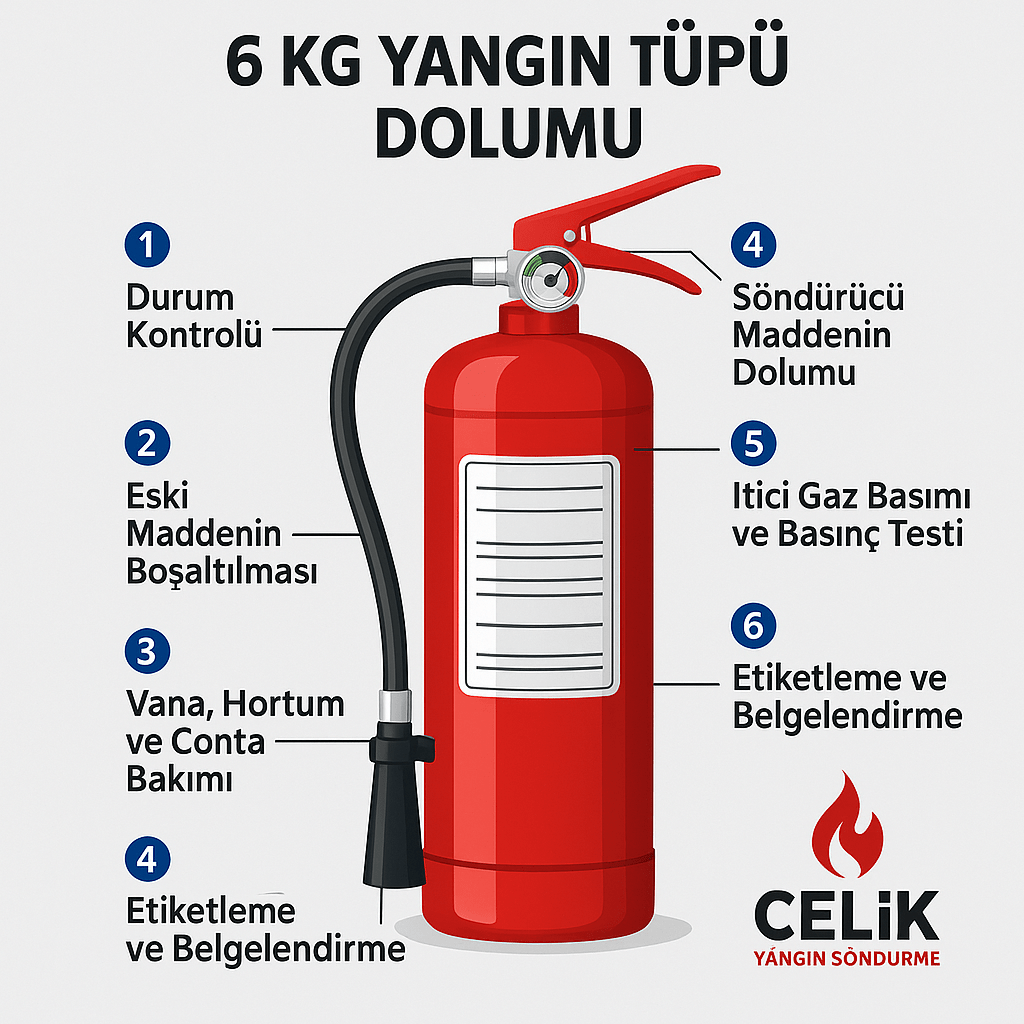 6 kg yangın tüpü dolumu nasıl yapılır? (adım adım rehber) 6 kg yangın tüpü dolumu adımları – çelik yangın söndürme